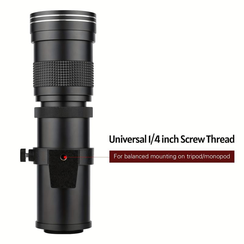 TOMSHOO Andoer Camera MF Super Telephoto Zoom Lens F/8.3-16 420-800mm T2 Mount With AI-mount Adapter Ring Universal 1/4 Thread Replacement For Nikon AI-mount D50 D90 D5100 D7000 D3 D5100 D3100 D3000 D60 Cameras 5