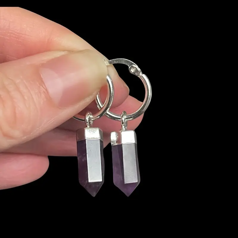 TEMPLE VIOLET amethyst - earrings - amethyst with silver detailing. 2