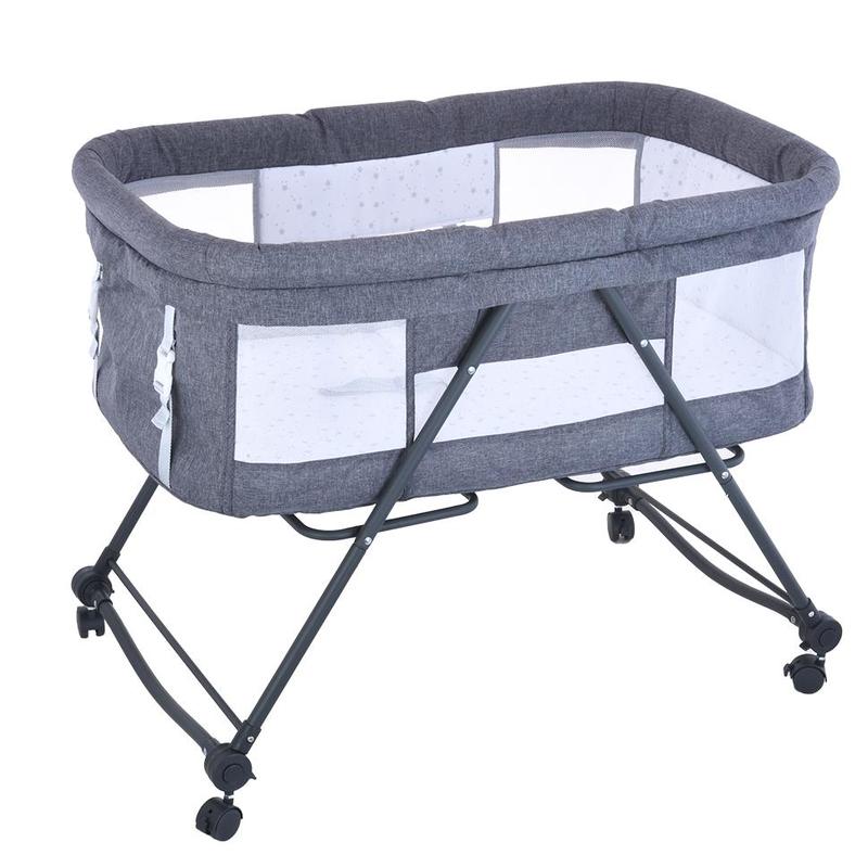 Product Introduction of UBRAVOO Baby Grab-and-go Travel Cot  with Mattress & Silent Wheels,  Rocking Crib Convertible, XYT-001 59