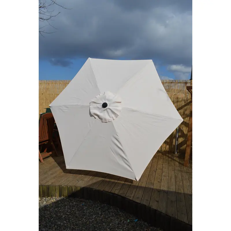 2.7m Wind Up Crank Garden Parasol with Aluminium Shaft in Cream 2