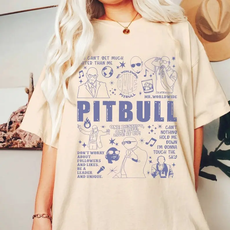 Pitbull Doodle Style Shirt - Vintage Pitbull Rap Hip Hop Tee | Homage Style Graphic Shirt | Unisex Music Fan Merch Comfort Cotton T-Shirt Fit