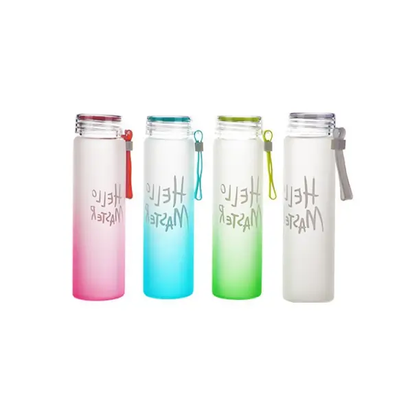 (Pack of4)Glass Water Bottle for Smoothies and Juices - Perfect Drinkware for a Healthy Lifestyle Sturdy Cup Bottled Tumbler Mug