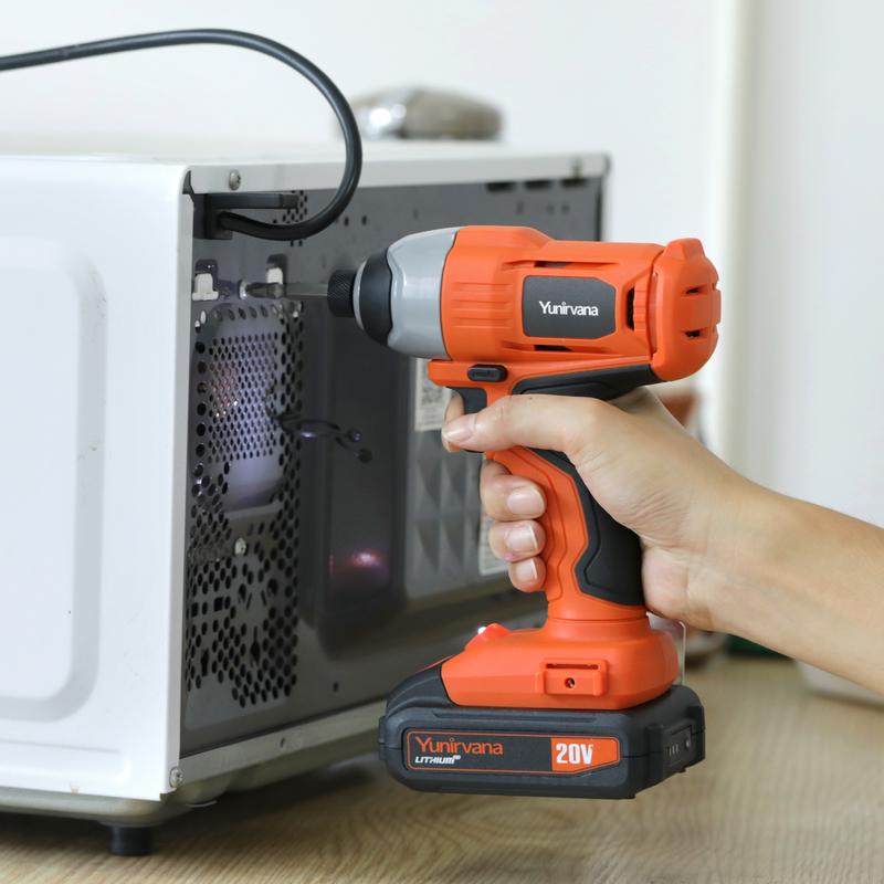 Product Introduction of Rechargeable Impact Driver 20V, Yunirvana Variable Speed (0-2800RPM) Cordless Impact Driver with 6Pcs Screwdriver bits,1.3Ah Battery and Charger，Suitable for Tightening Screws 7