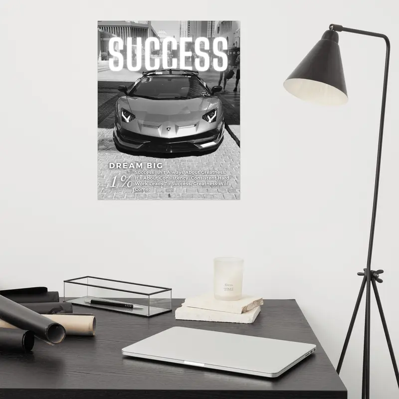 'Success' Lamborghini Motivational Inspirational Wall Art Poster For Home Decor 3