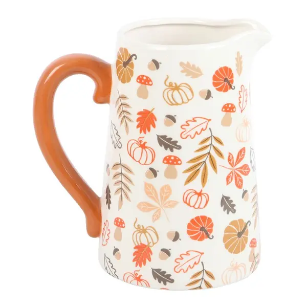 17cm Autumn Leaves and Pumpkins Ceramic Flower Jug 0