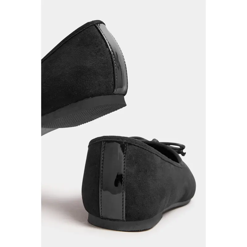 Black Chisel Toe Ballerina Pumps In Extra Wide EEE Fit 3