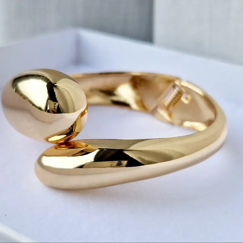 Gold Chunky Statement Cuff Bangle- On Trend Gold Statement Bangle For Women-Costume Jewellery 6