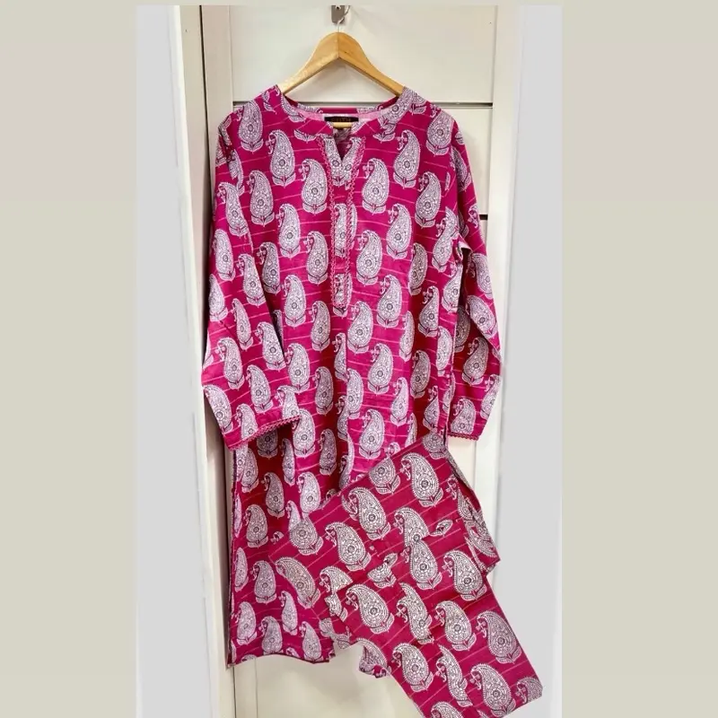 Pink zari khadder two piece Lace Comfortable Dress Elegant Fabric Fashion Fit Winter Womenswear Casual 0