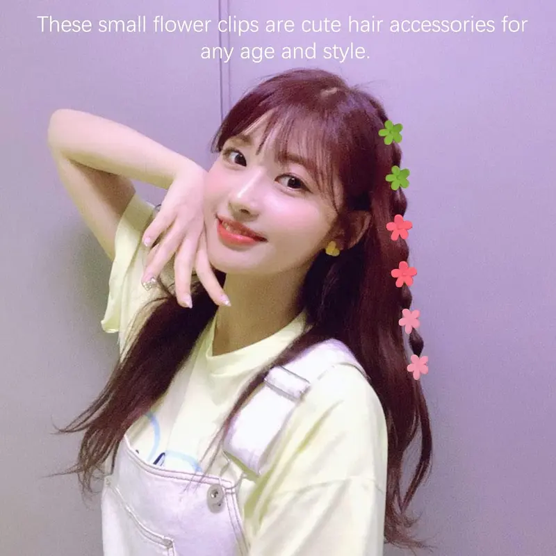 50Pcs Flower Hair Clip 0.51 inch Mini Flower Clips Plastic Hair Claw Clip Small Bangs Hairpin for Women Girls Toddlers 6