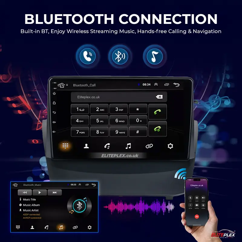 Ford Fiesta 2009-14, Android Car Stereo with Apple CarPlay, Wireless, Radio, GPS, WIFI, BT, NAVI, 9” Full HD Screen, 2GB-32GB Storage, Cooling fan 6