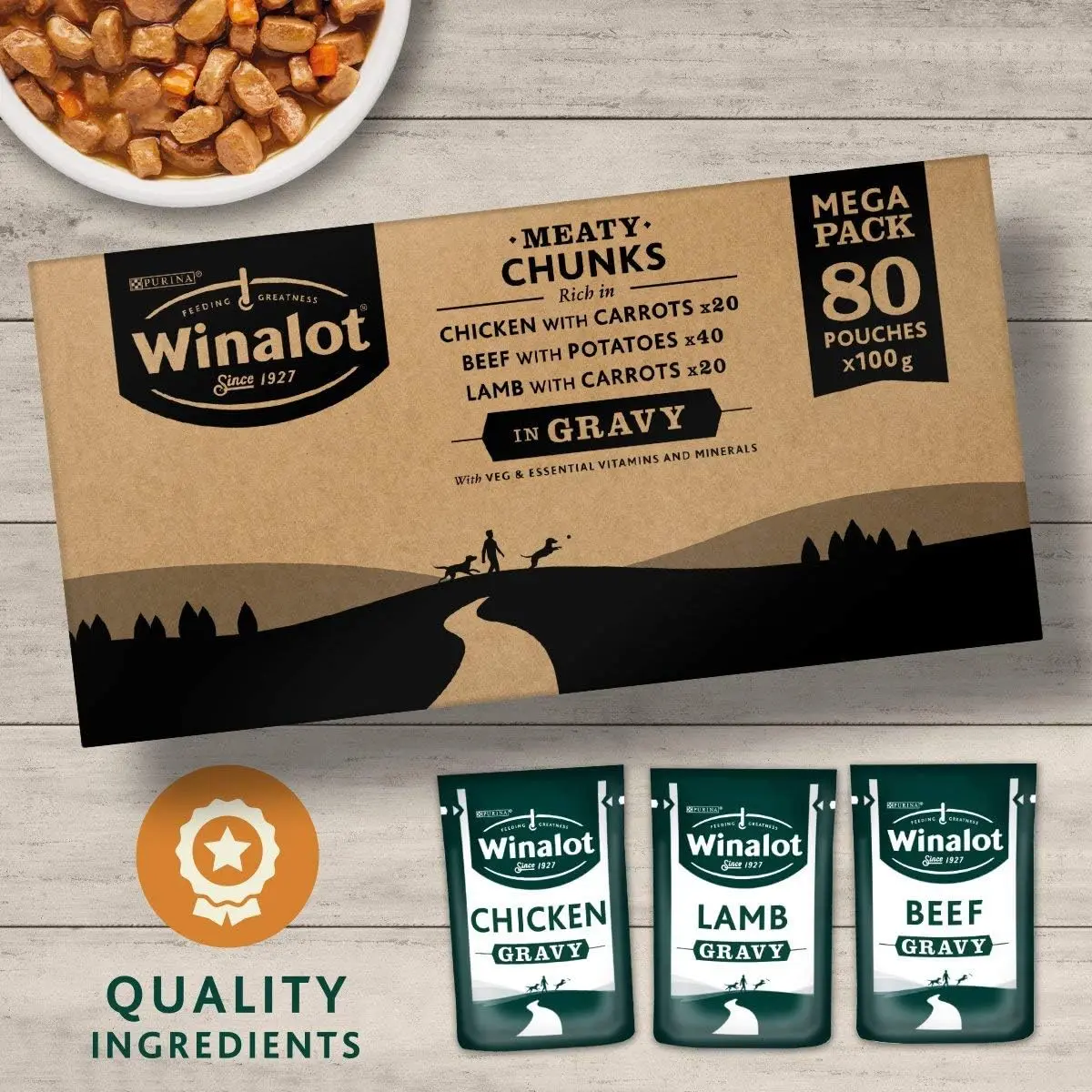 Winalot Meaty Chunks Mixed in Gravy Wet Dog Food 80x100g