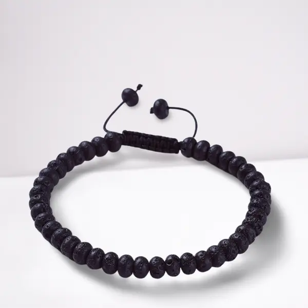 Men's Black Lava Bead Bracelet - Fashion Accessory 1