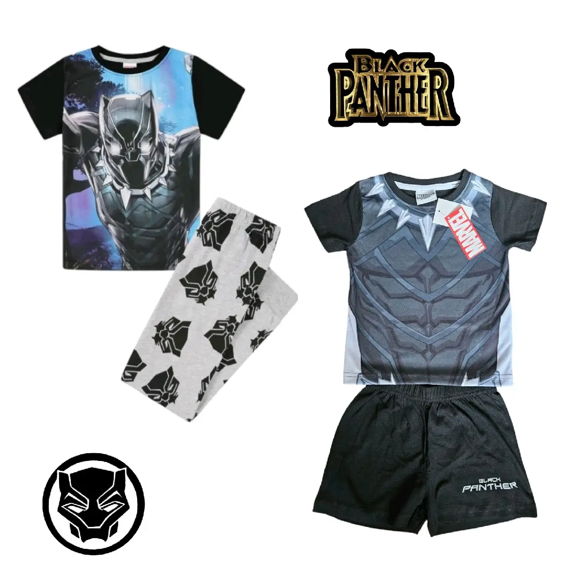 Marvel Black panther short pyjama set kids pjs nightwear superhero