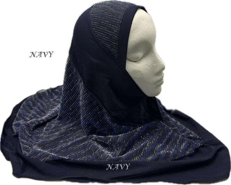 Girls’ Instant Pull-On Hijab with Lurex Trim | Modest Wear for Ages 4-13 | Comfortable, No-Pin Hijab in 10 Colors | Sparkly, Easy-Wear Design for School, Everyday, and Special Occasions 3