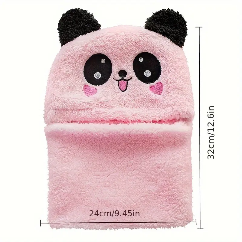 Fall/Winter 'S Hat Set - Warm Integrated Ear & Neck Scarf, Cute Bear Ear Style Hoodie Cap, Velvet Outer, Windproof Plush Hat, Polyester Composition, Hand Washable, Christmas Themed, Stretch Fit, Toggle Closure, Baseball Cap Design, Suitable for Daily 5