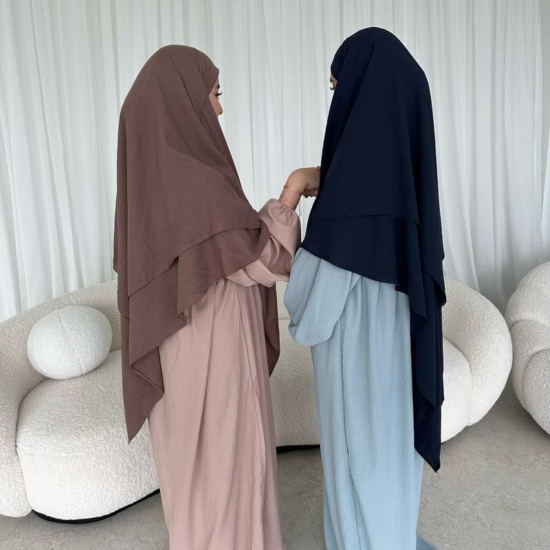 Khimar and balloon sleeve Abaya set BLUE 1