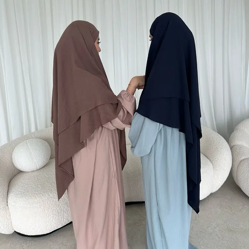 Khimar and balloon sleeve Abaya set BLUE 1