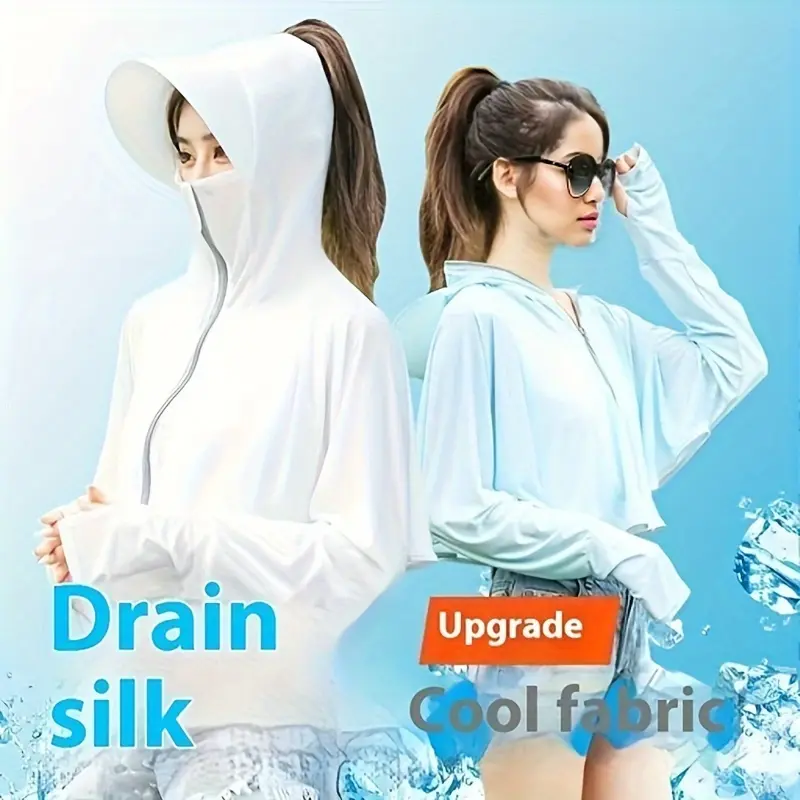 Women's UV Protection Hooded Sun Shirt, Lightweight Long Sleeve Shawl Cape, Summer Outdoor Sports Cardigan, Sun Protective Clothing 8