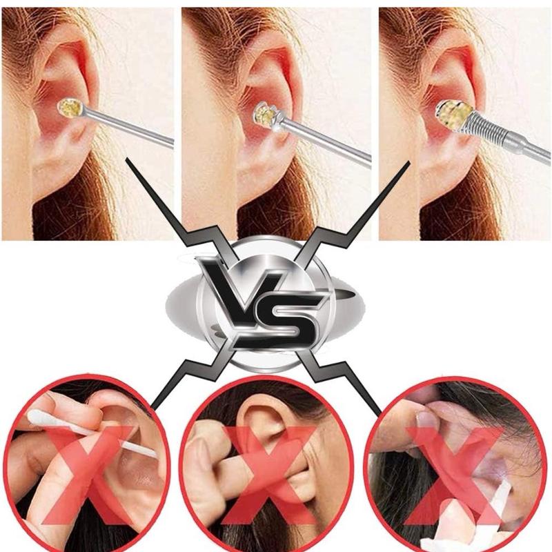 Ear Wax Removal Kit, 6 Pcs Ear Pick Earwax Removal Tool, Ear Cleansing Tool Set, Stainless Steel Ear Wax Remover with Storage Box, Reusable Ear Curette Wax Removal Set for Children & Adults 5