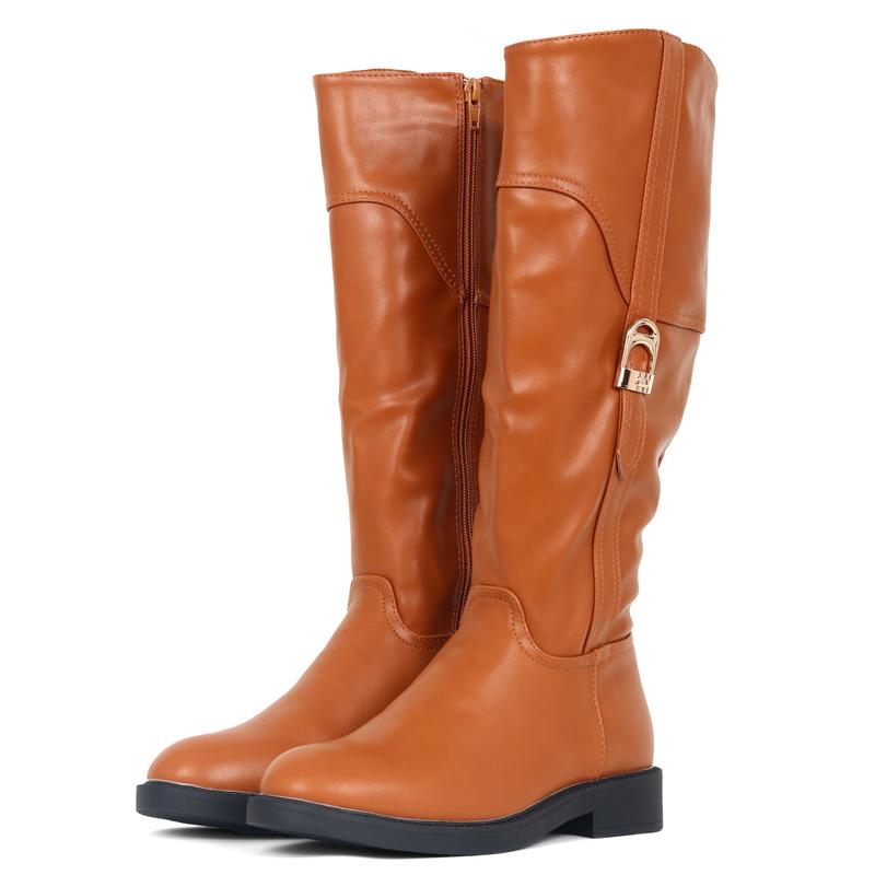 Product Introduction of SHUMOKO Women Chunky Ankle Boots  with Zip Women Knee High Boots Flat with Round Toe Women Full Zip Pull-on Boots with Flat Heel 3CM Women Black Brown Boots on youger trend Girl Walking Shoes Comfort Onyx Footwear Shoe Women Magic Stretch Boots 6