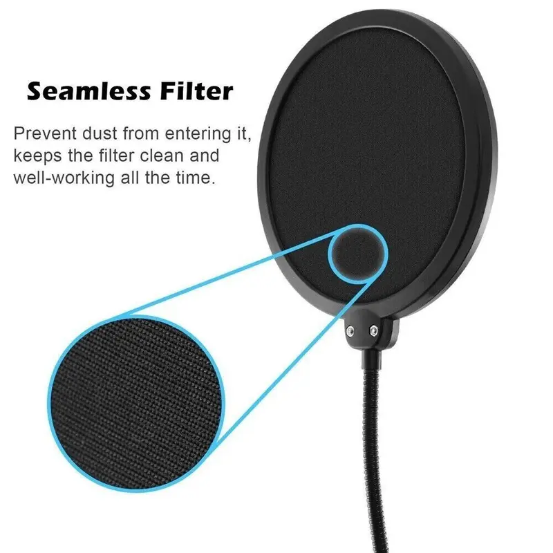 2X Microphone Pop Filter Swivel With Double Layer Sound Shield Guard Wind UK 3