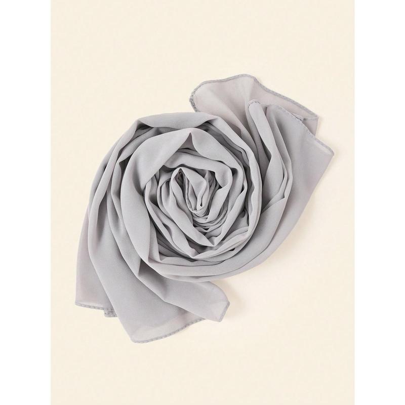 1pc Abaya Accessories Lady Beach Accessories Solid Color Chiffon Beach Shawl Sunscreen Scarf Suitable For Daily Use Headband Soft Hijab Women Veil 1