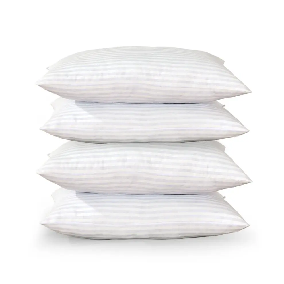 4 Pack Egyptian Stripe Pillows Bounce Back Restful Night Luxury Feel Standard Size Bed Pillows