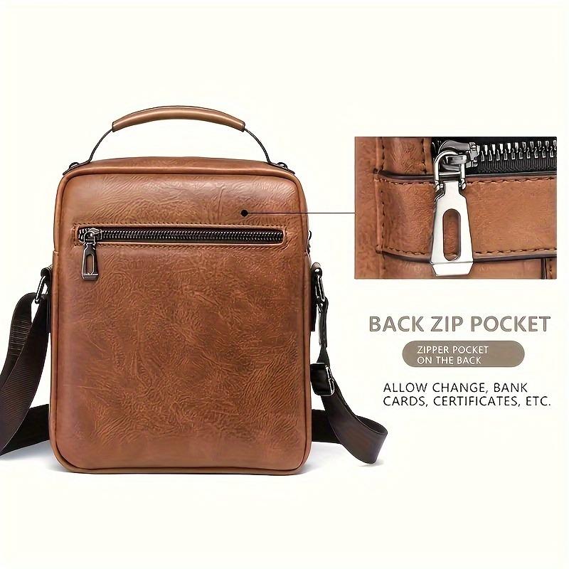 WEIXIER Casual Crossbody Bag - Sleek Multi-Pocket Shoulder Bag for Commuting, Square Handbag in Brown & Black, Durable PU with Polyester Lining, Zip Closure, Purse Crossbody 3