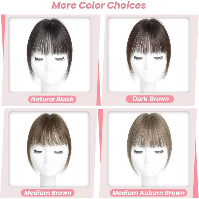 Clip in Fringe 100% Real Human Hair Fringe Clip in Bangs 10 Inch Hair Topper With 6 inch Bangs Hair Toppers for Thinning Hair Women Real Hair 360°Clip on Fringe for Daily Wear (Chocolate Brown) 5