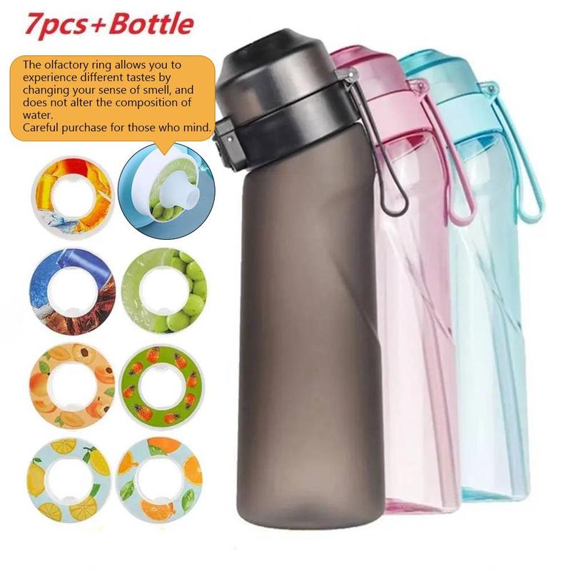 Flavored Water Bottle with 7 Flavour Pods Air Water Up Bottle, Frosted Black 650ml Air Starter Up Set Water Cup for Camping Sport Drinkware Portable Reusable Straw 1