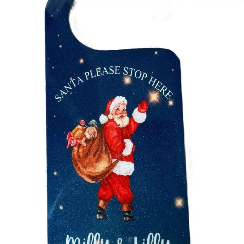 Personalised Santa Please Stop Here Door Hanger for Christmas Decorations - Hanging 2