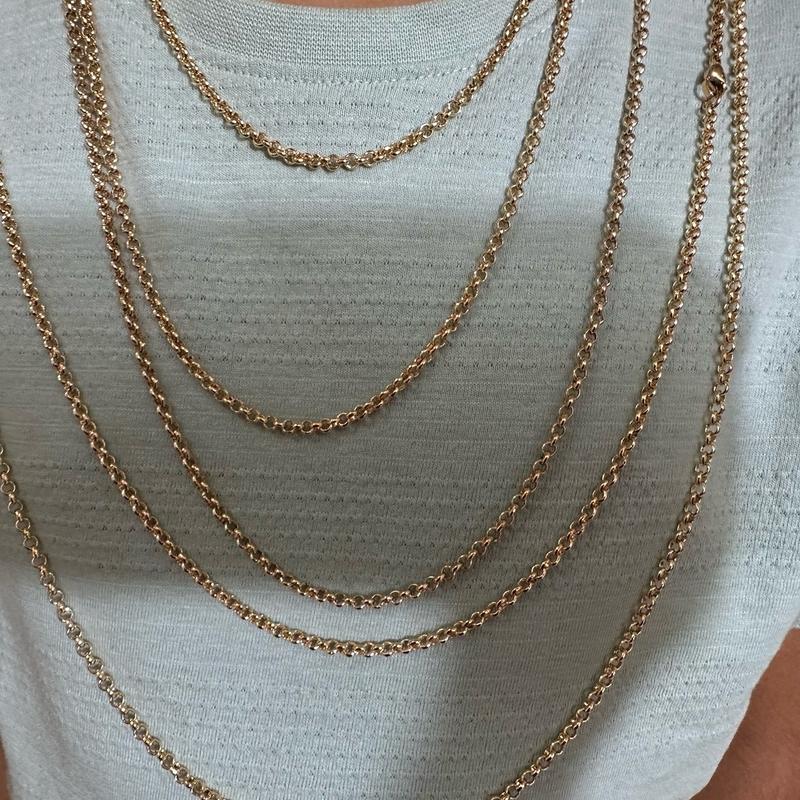 Unisex's necklace 9 carat 9k Yellow gold plated men women Rolo belcher chain necklace. All sizes , width=3mm , clasp style uk seller teens kids adults X-Large adults 4