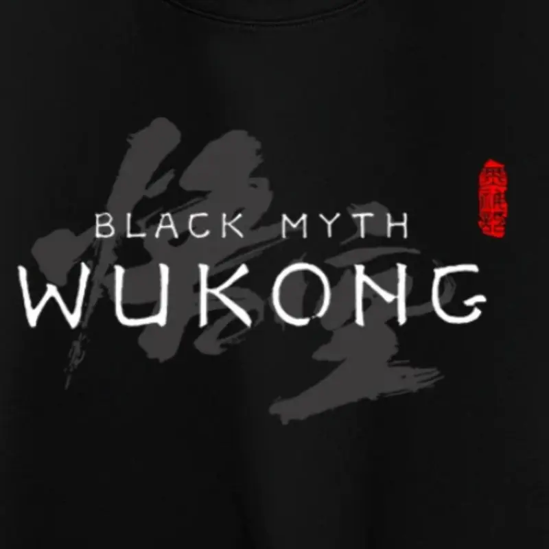 Men's Black Myth Wukong Graphic T-Shirt - Mythological Portrait Print, Casual Crew Neck Tee, 100% Cotton Fabric, Regular Fit, Breathable for Summer 1