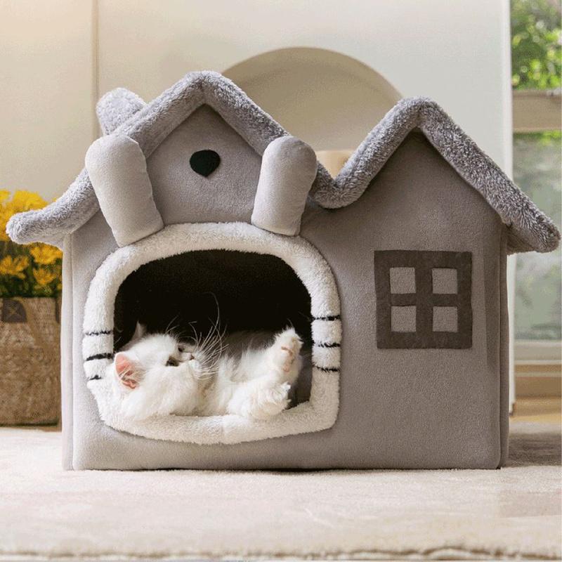 Product Introduction of Cat Pet Dog Warm House Cave Beds for Indoor Cats Cozy Wool Igloo Nest Kennel S-L 7