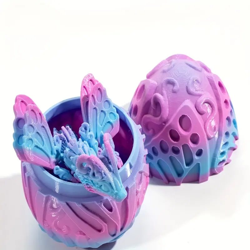 3D Printed Butterfly Dragon Egg Gift Set - Colorful Gemstone Dragon Figurine, Creative Home Decor & Unique Birthday/Holiday Present 0