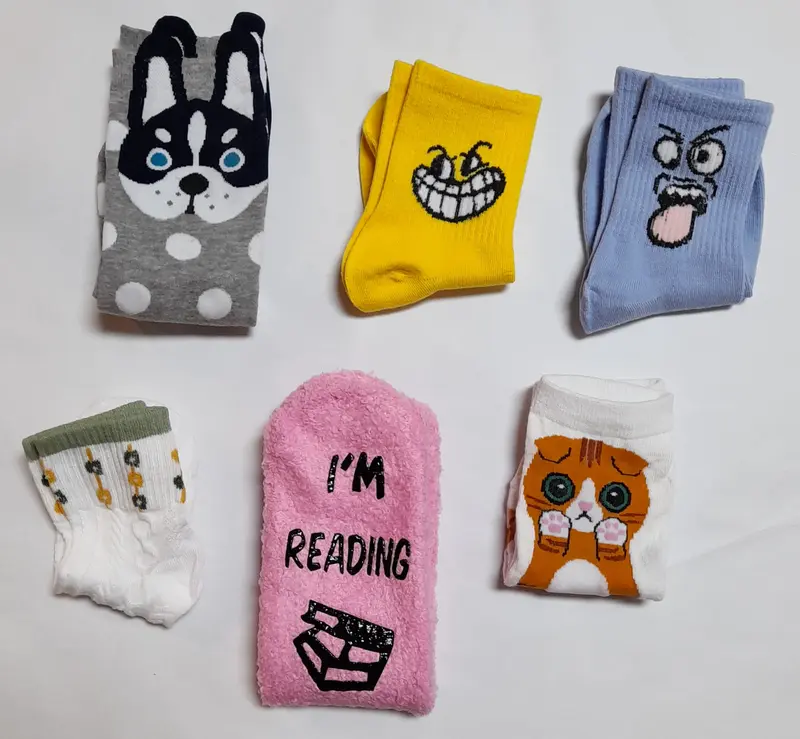 Mystery Box with 5 Items: Book, Bookmark, Keychain, Pens, and Socks 5