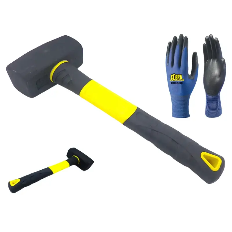 1.5KG / 3.3lbs FIBREGLASS CLUB LUMP HAMMER STEEL HEAD RUBBER GRIP HANDLE UK 23-3 0
