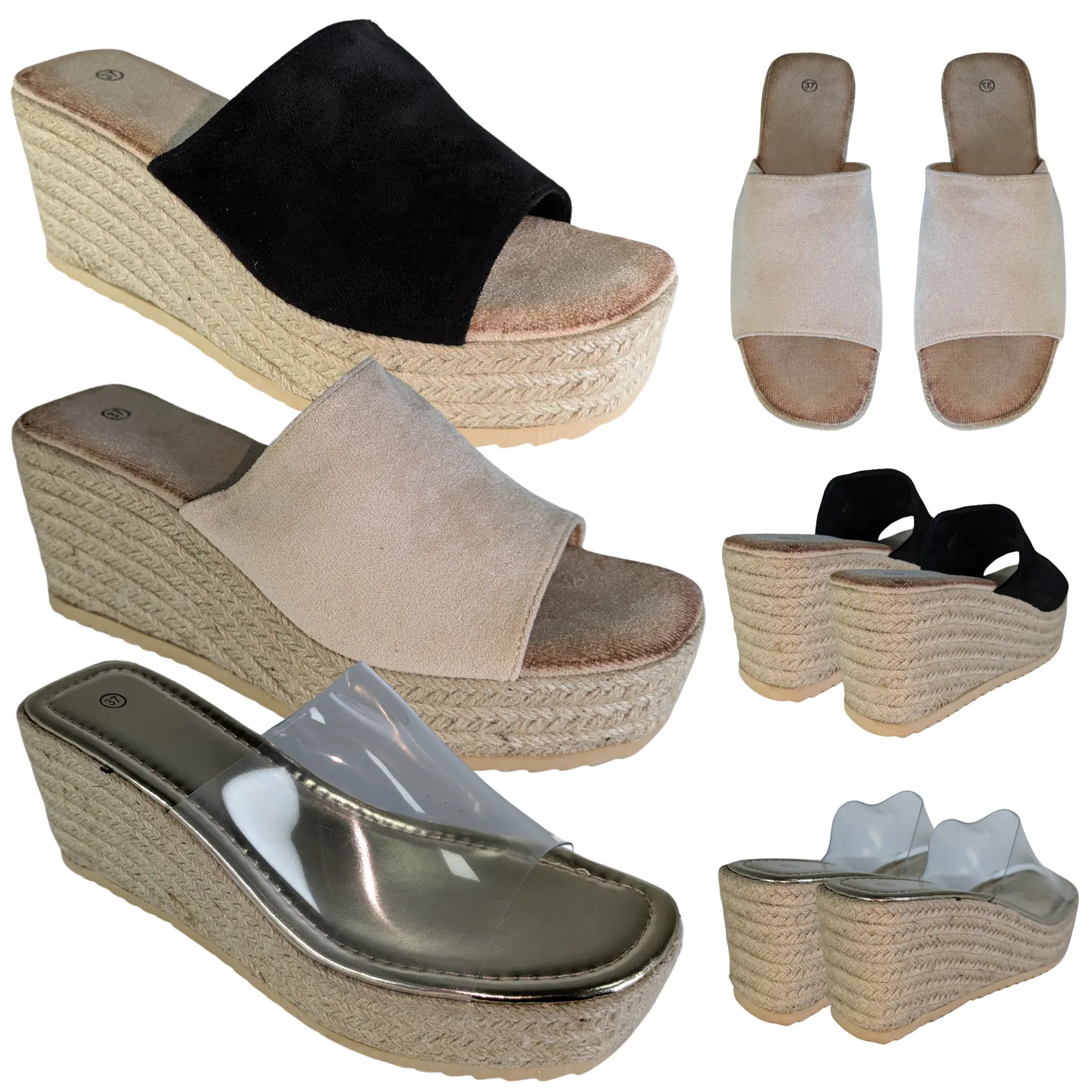 WOMENS SUMMER HOLIDAY WEDGE PLATFORM SOFT STYLISH HEELS SANDALS SUMMER CASUAL COMFORT BEACH HOLIDAY PARTYT ELEGANT CLASSY OPEN TOES LADIES SANDALS WEDGE FAUX SUEDE CLEAR GIRLS LIGHTWEIGHT TRANSPARENT CLEAR SANDALS BLACK BEIGE GOLD CLEAR SIZE 3 4 5 6 7 8
