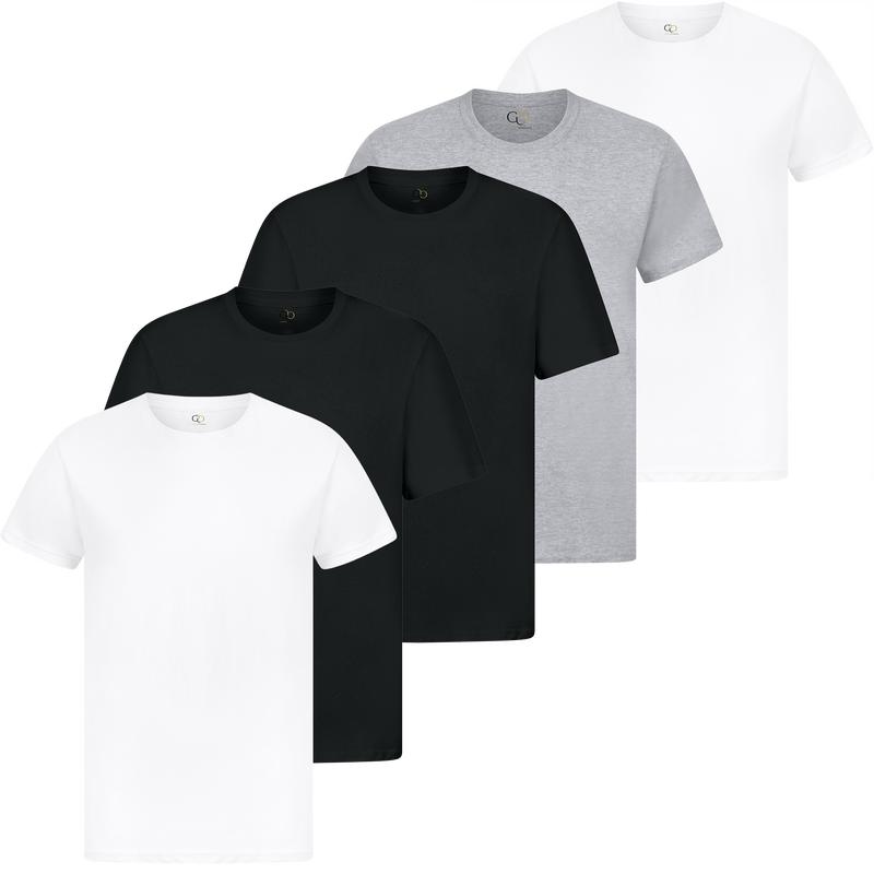 5 Pack Mens T Shirts 100% Cotton Plain Short Sleeve Tee T-Shirt Tops Bulk Menswear Set 1