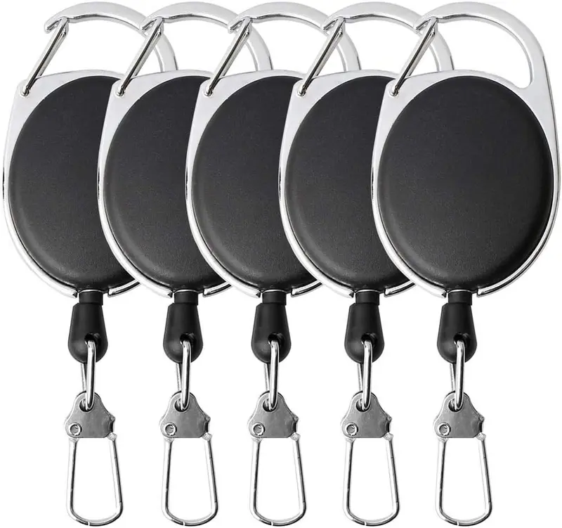 Badge Reel,  5 Pcs Reel Clips Retractable Badge Holder with Key Belt Reel for Key Ring ID Card Badge Holder 0