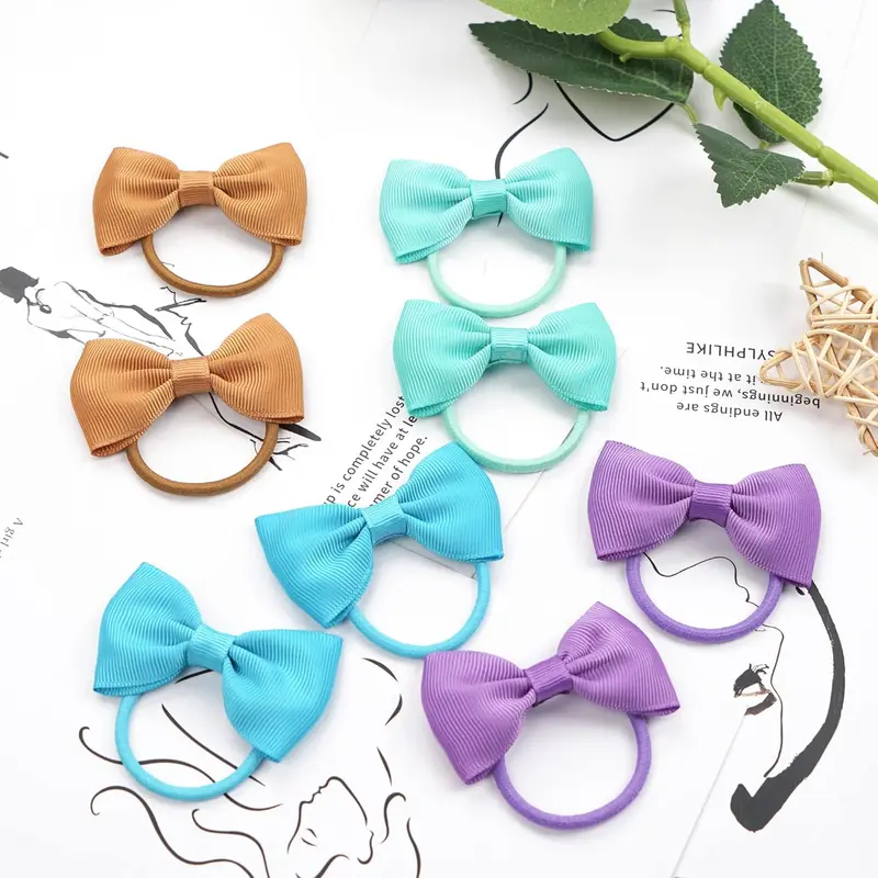 40 Pcs Bow Hair Bands for Toddlers Bow Bobbles Girls Hair Ties and Bows 2.75 Inch Ribbon Bows, Toddler Girls Hair Ties Elastic Hair Bands Hair Bobbles for Toddlers 3