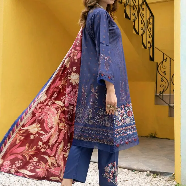 Navy Blue Dhanak Suit 2