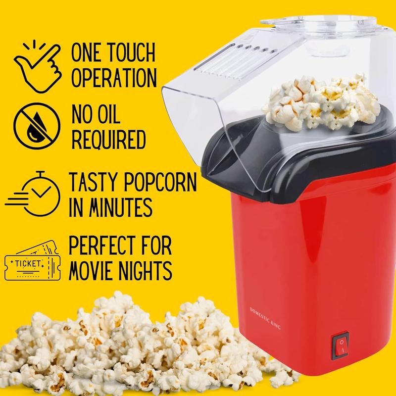 Product Introduction of Domestic King Popcorn Maker Home Made Popcorn Machine 1200W with Measuring Cup Healthy Snack No Oil Electric Popcorn Makers 8