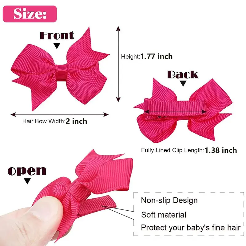 80Pieces Baby Girls Clips 2" Mini Hair Bow Grosgrain Ribbon Hair Bows with Fully Ribbon Lined Alligator Clips for Baby Girls Infant Toddlers Kids 40 Colors in Pairs 1
