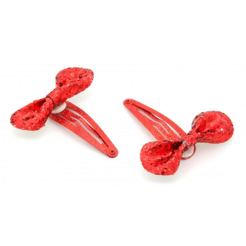 Zest 2 Glittery Bow Hair Clips Slides Red 0