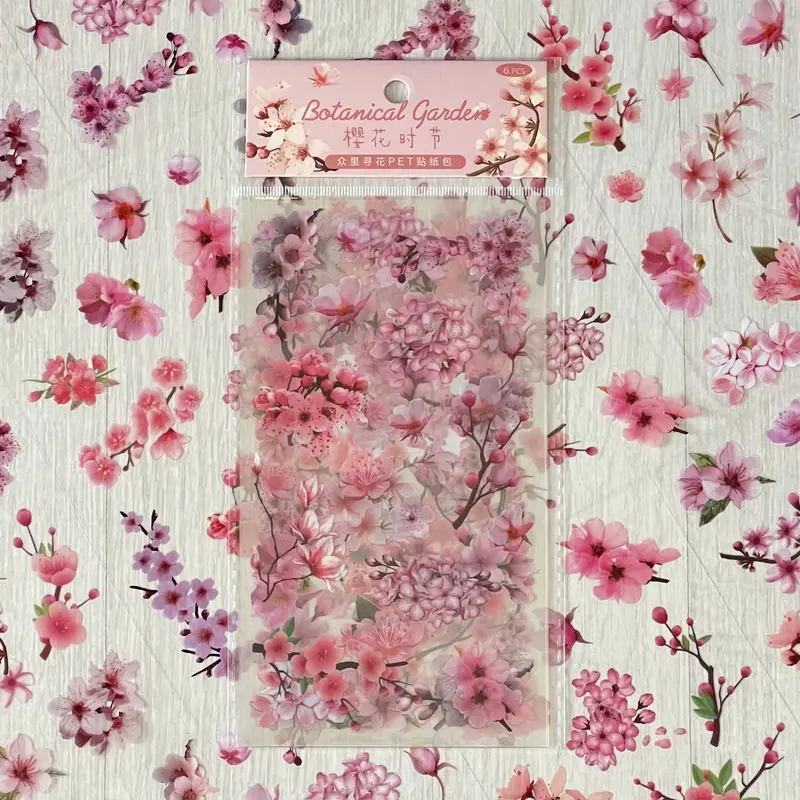 Floral PET Stickers | 6-Sheet Pack | For Journaling or Scrapbooking 4