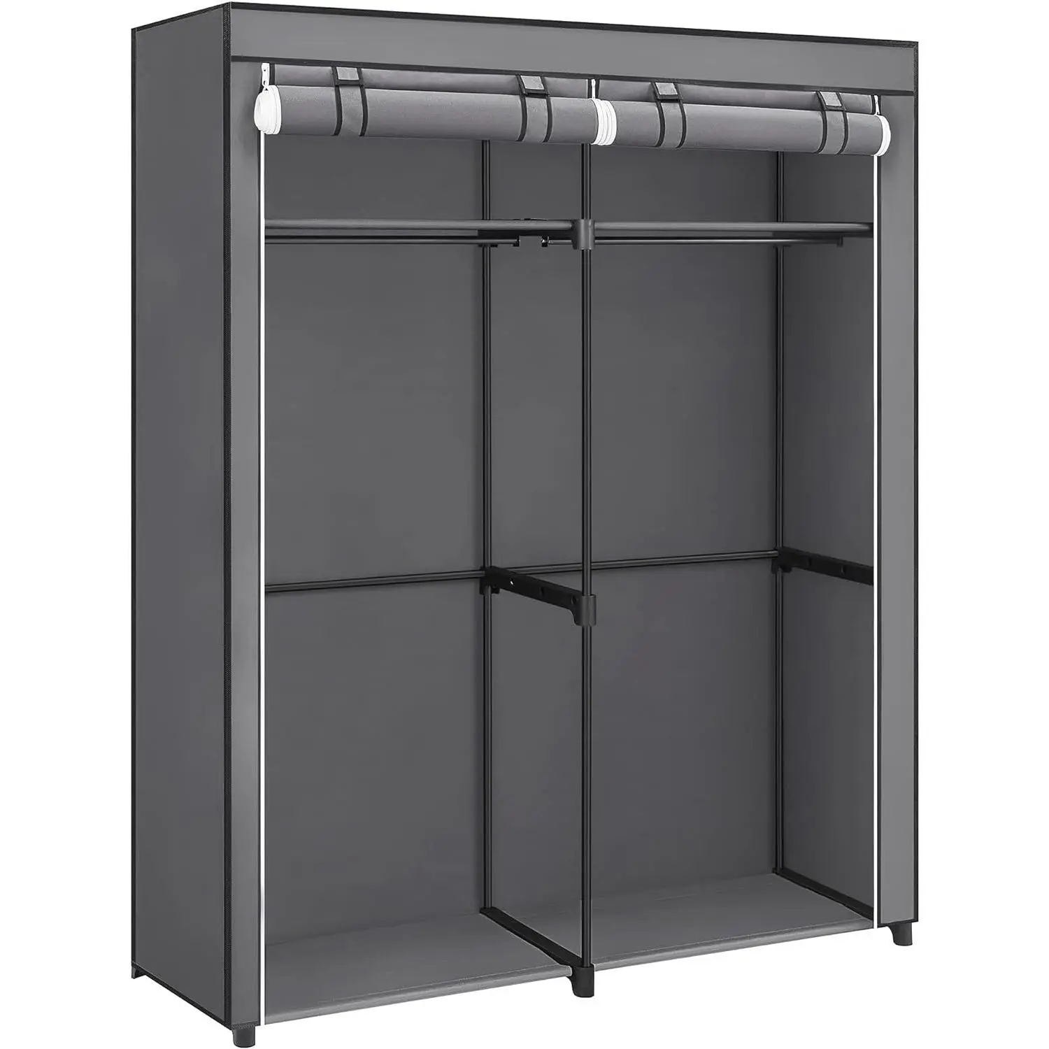 SONGMICS Wardrobe, Clothes Storage Wardrobe for Bedroom with 2 Clothes Rails, Fabric Portable Wardrobe, Collapsible, Clothes Rack, for Closet, 43 x 140 x 174 cm, Grey RYG02GY