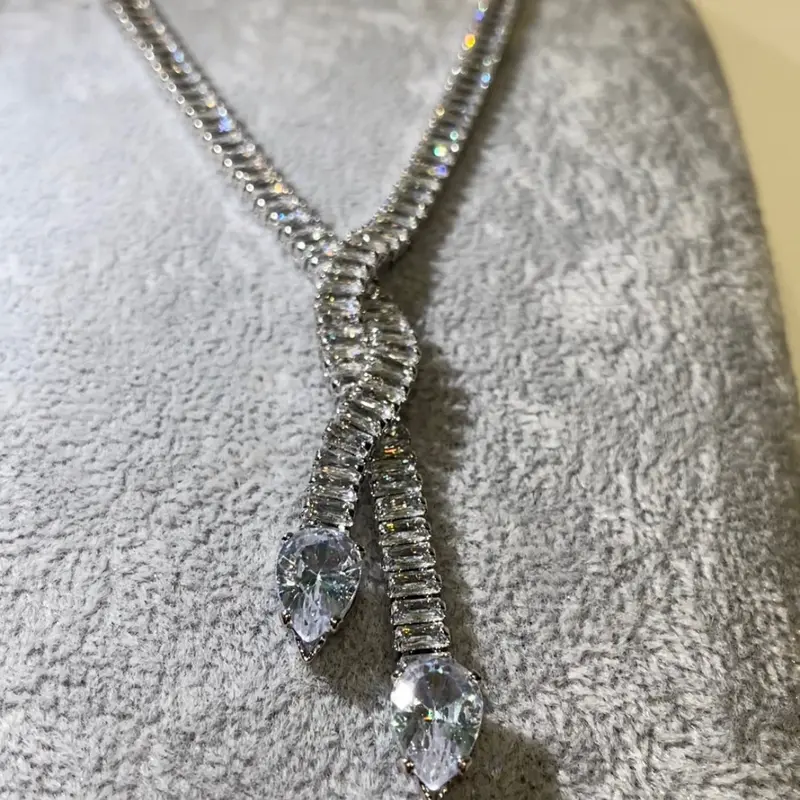 zirconia silver necklace and earring set Engagement 4