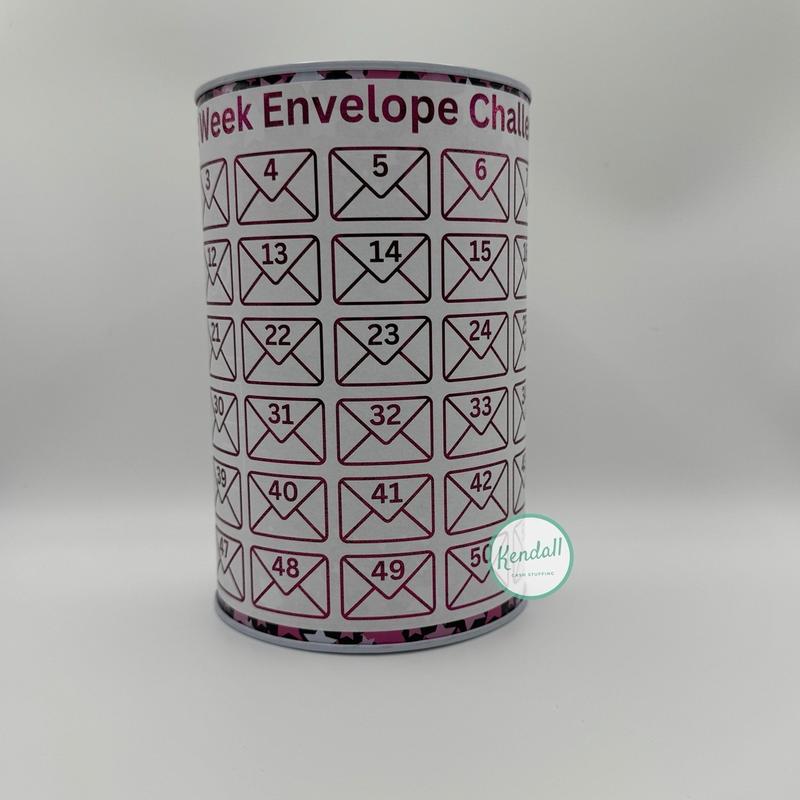 52 week envelope saving tin, Cash savings template, Money tracker, 5