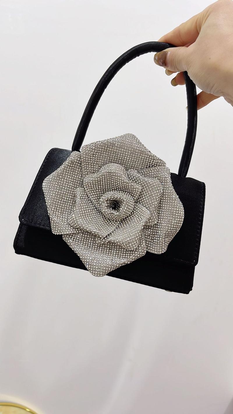 Product Introduction of New Arrival Trendy Women Chic Round Satin Crossbody Hand Bag with Round Bling Crystal Handle Evening Party Bag Purse 21